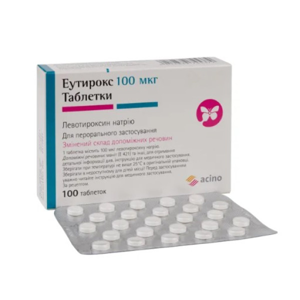 ЕУТИРОКС таблетки 100 мкг №100 (25х4)