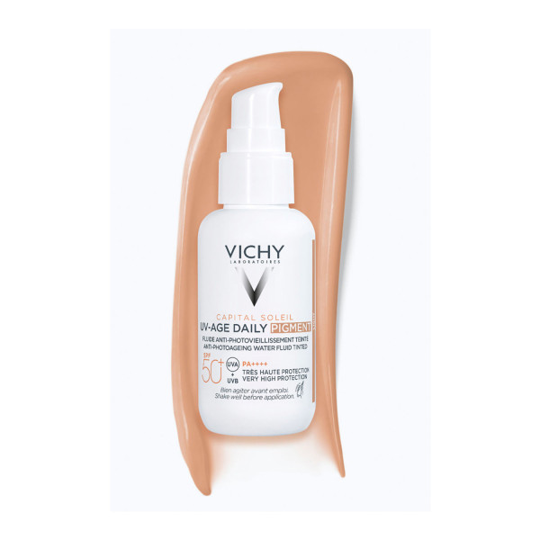 Невагомий флюїд проти ознак фотостаріння шкіри обличчя Vichy (Віши) Capital Soleil UV-Age Daily SPF 50+ 40 мл