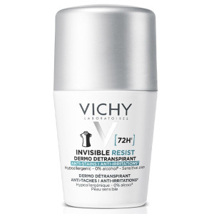 Дезодорант-антиперспірант кульковий Vichy (Віши) 72h Invisible Resist захист від поту та запаху проти жовтих і білих плям на одязі 50 мл