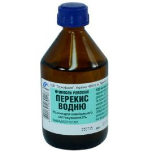 ПЕРЕКИСУ ВОДНЮ РОЗЧИН 3 % розчин для зовнішнього застосування водний флакон 100 мл Юніфарма (Тернофарм)