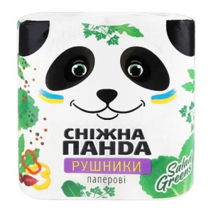 Рушник паперовий Сніжна Панда Salad Greens 2-шаровий білий 110 відривів 2 шт
