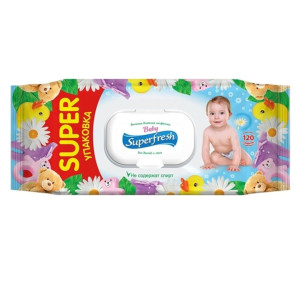 Дитячі вологі  універсальні серветки Super Fresh Baby для дітей і мам з вітаміном Е №72