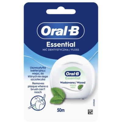 Зубна нитка вощена Oral-B Ессеншал Флос (Essential floss) М`ята 50 м