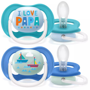 Пустушка (соска) силіконова Philips АВЕНТ (AVENT) Air I love артикул SCF080/03 ортодонтична (6-18 місяців) для хлопчиків, 2 шт