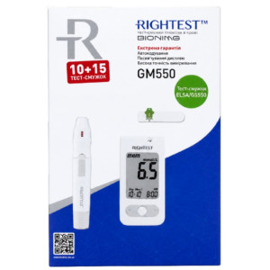 Тест-смужки до глюкометра BIONIME (Біонейм) Rightest GM 550 №10+15