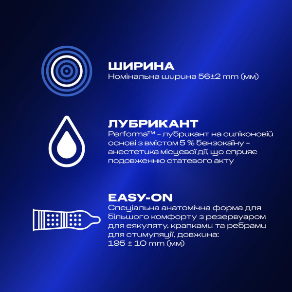 Презервативи латексні з силіконовою змазкою Durex® Dual Extase (рельєфні з анестетиком) упаковка 12 шт