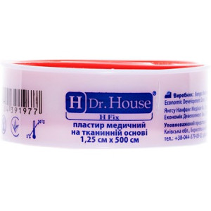 Пластир медичний Dr.House (Доктор Хаус) 1,25х500см на тканинній основі, 1 шт