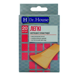 Набір пластирів медичних Dr.House (Доктор Хаус) Легкі 2,3х7,2см бактерицидних на нетканій основі, 20 шт