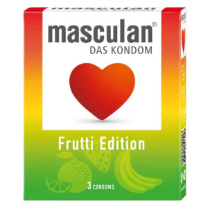 Презервативи з преміального латексу з гелем-змащувачем MASCULAN (Маскулан) Frutti Edition кольорові з фруктовим ароматом 3 шт