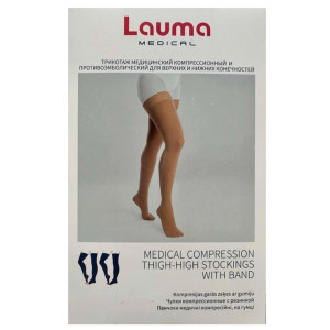 Панчохи компресійні Lauma Medical AG 307 без миска (відкритий носок) з резинкою 2 клас компресії колір натуральний розмір 2D