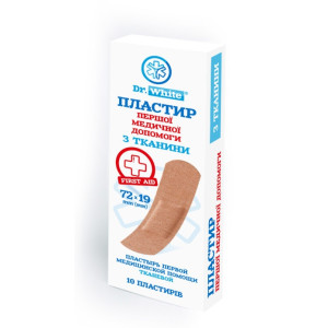 Пластир першої мед.допом. Dr.White 19х72 мм з тканини,  10 шт