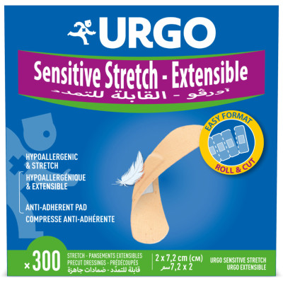Пластир медичний URGO (УРГО) Sensitive Stretch Extensible Еластичний 2х7,2см на тканинній основі, 300 шт