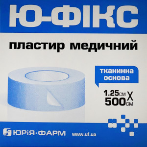 Пластир медичний котушковий Ю-ФІКС 1,25х500см на тканинній основі, 1 шт