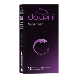 Презервативи латексні ДОЛФІ (DOLPHI) Super Wet тонкі і супервологі упаковка 12 шт