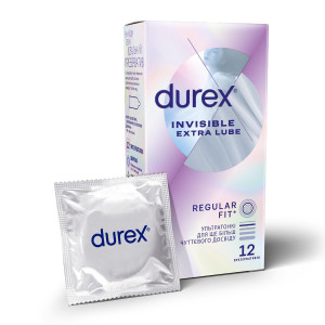Презервативи латексні з силіконовою змазкою Durex® Inivisible Extra Lube (ультратонкі) з додатковою змазкою упаковка 12 шт