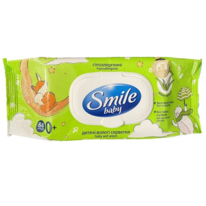 Дитячі вологі ультрам'які серветки SMILE BABY ФІТОЛІНІЯ з перших днів життя  з екстрактом алоє №84