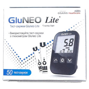 Тест-смужки до глюкометра GluNeo Lite (ГлуНео) для проведення аналізу рівня цукру в крові №50 (2х25)