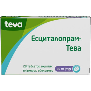 ЕСЦИТАЛОПРАМ-ТЕВА таблетки вкриті плівковою оболонкою 20 мг №28 (14х2)
