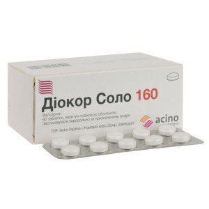 ДІОКОР СОЛО 160 таблетки вкриті плівковою оболонкою 160 мг №90 (10х9)