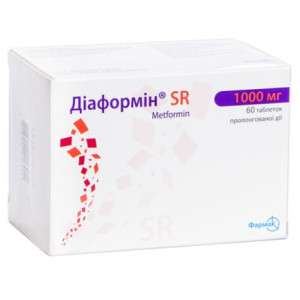 ДІАФОРМІН SR таблетки пролонгованої дії 1000 мг №60 (10х6)