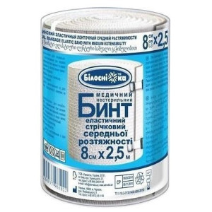 Бинт медичний еластичний БІЛОСНІЖКА стрічковий середньої розтяжності 2,5мх8см