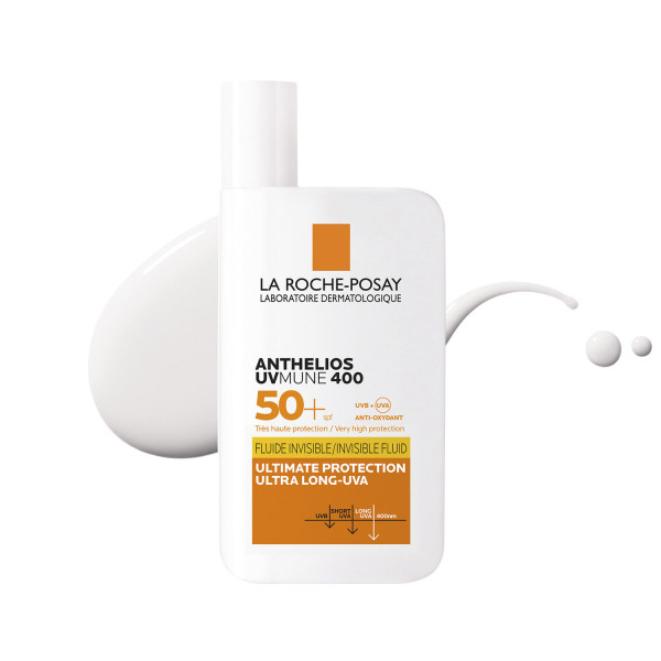 Легкий флюїд La Roche-Posay (Ля Рош-Позе) Anthelios UVMune 400 Oil Control SPF 50+ для чутливої шкіри обличчя стійкий до води та поту 50 мл